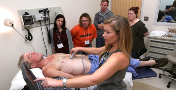 Attendees of last week’s ACNP/PA Boot Camp hone their critical care skills in Vanderbilt’s Center for Experiential Learning and Assessment. (photo by Anne Rayner)