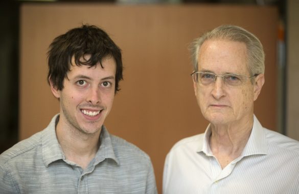 Tim Potteiger, a Ph.D. student in electrical engineering (left), and Ken Pence, professor of the practice of engineering management. (Joe Howell/Vanderbilt University)
