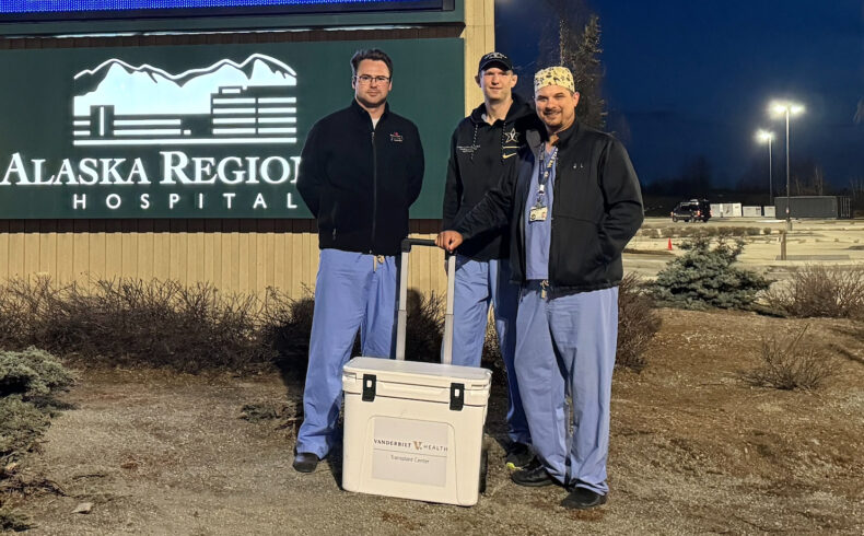 Recovery team members included, from left, Will Tucker, MD, Stephen DeVries, DMSc, PA-C, and Christopher Schwartz, RN.