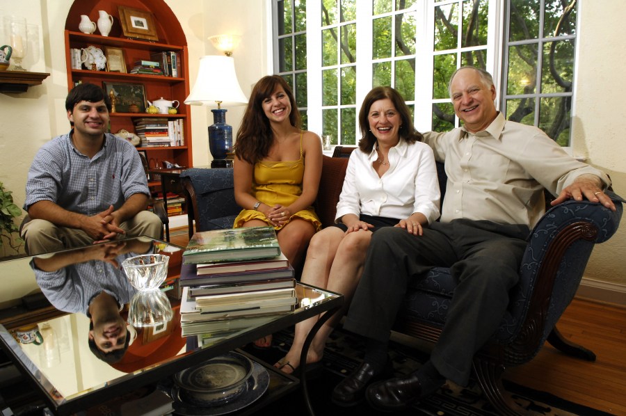Gordon Bernard, M.D., right, and his wife, Yvonne, second from right, at home with Jacques and Claire, two of the couple’s four children. (photo by Anne Rayner)