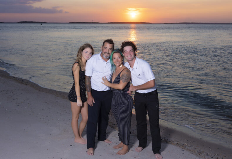 Mike, Kellie and their children Tytus, on Amelia Island prior to Mike’s transplant.