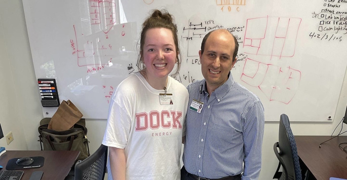 Emma Bunch, from Glasgow, Kentucky, and her mentor, Alex Bick, MD, PhD.
