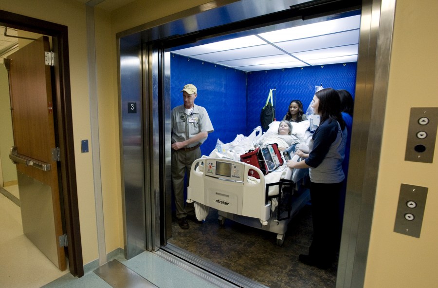 No detail was overlooked in planning for the patient move, including having extra personnel on hand to operate the elevators.