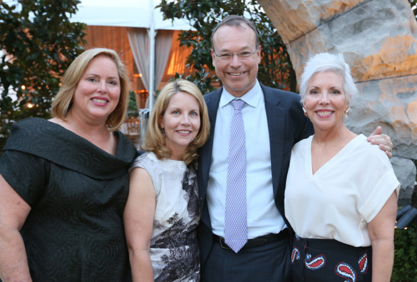Kathryn Carell Brown, left, Edie Carell Johnson and Julie Carell Stadler with Jeff Balser, M.D., Ph.D. (photo by Anne Rayner)