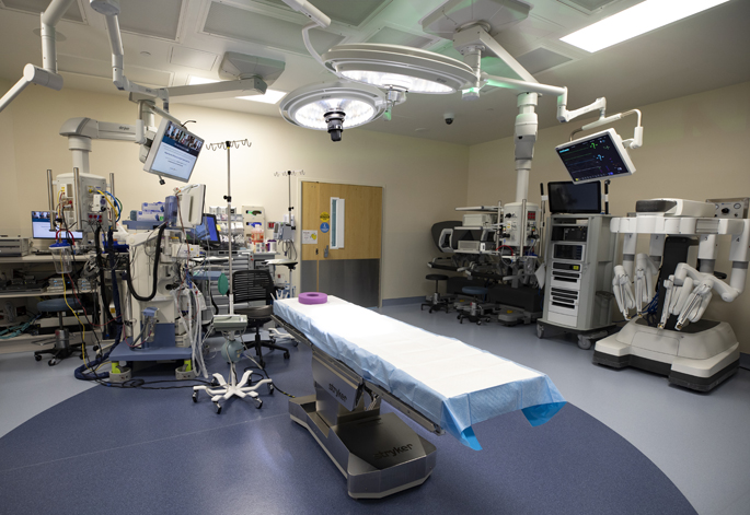 The newly renovated operating room 13 is a multiuse room primarily used for robotic surgical cases. (photo by Erin O. Smith)