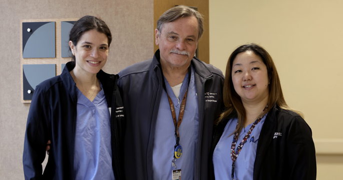 Roger Dmochowski, MD, with Female Pelvic Medicine and Reconstructive Surgery Urology fellows Stephanie Gleicher, MD, MPH, left, who graduates in June, and Rosa Park, MD.