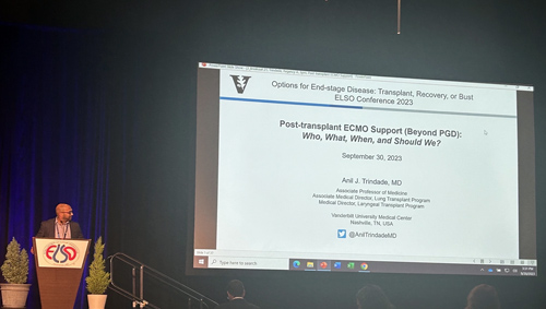 Anil Trindade, MD, was among the presenters at the annual conference of the Extracorporeal Life Support Organization in Seattle.