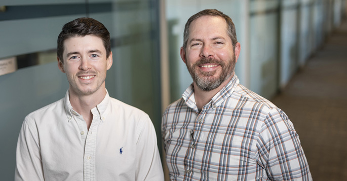 Joseph Breeyear, left, Todd Edwards, PhD, and colleagues are studying how high blood pressure genes can improve heart surgery survival in children.