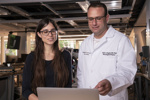 Catie Chang, PhD, MS, Dario Englot, MD, PhD, and colleagues are studying brain networks related to cognitive deficits in patients with temporal lobe epilepsy.
