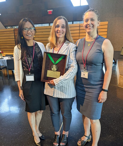 Maureen Gannon, PhD, center, with Emilyn Alejandro, PhD, associate professor of Integrative Biology and Physiology at the University of Minnesota, left, and Maria Golson, PhD, assistant professor of Medicine at Johns Hopkins University, a former postdoctoral fellow of Gannon’s.