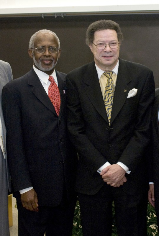 Hill remains close with Levi Watkins Jr., M.D., right, who was Vanderbilt University School of Medicine’s first minority student. (file photo)