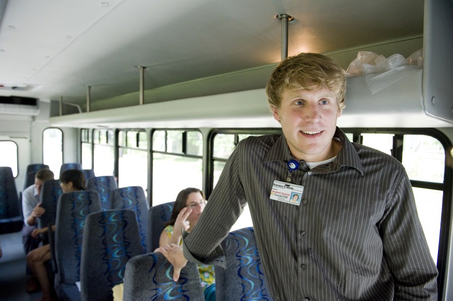 Lipscomb University College of Pharmacy student Brandon Weldy and fellow immersion learning students travel to the West Nashville Community Center. (photo by Joe Howell)