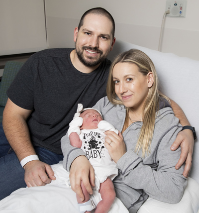 Emma and Kyle Manning with their new daughter, Indy – one of 16 Leapings born at Vanderbilt hospitals on Leap Day. (photo by Susan Urmy)