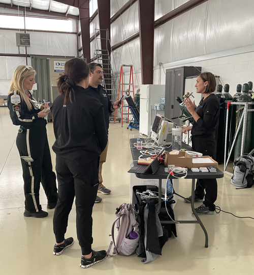 Vanderbilt LifeFlight personnel learn about using advanced cardiac devices in transport settings at a training event held at Vanderbilt Wilson County Hospital.