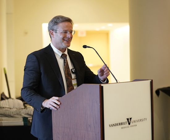 Seth Karp, MD, speaks at Monday’s 30th anniversary celebration of Vanderbilt’s liver transplant program.