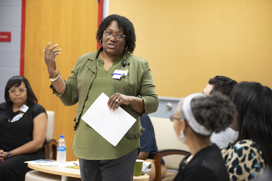 Mamie Williams, MPH, MSN, RN, FNP-BC, directed the VUMC nurses' orientation with MNPS Health Science Academy earlier this month.