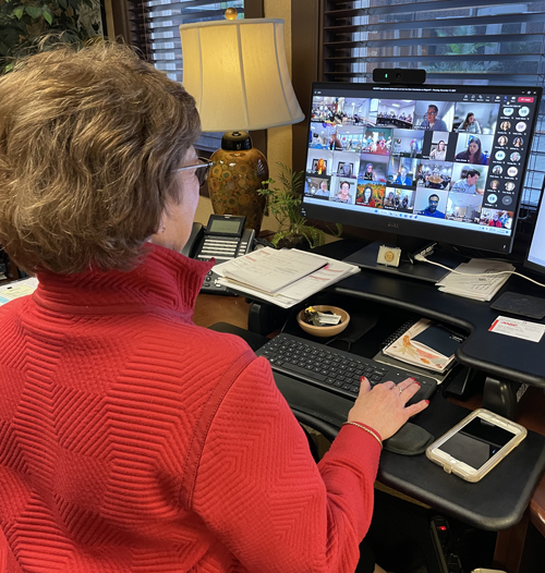 Executive Chief Nursing Officer Marilyn Dubree, MSN, RN, NE-BC, on the conference call with the American Nurses Credentialing Center.