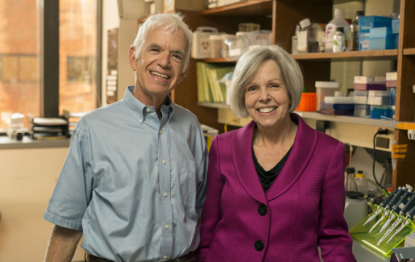 Ann Richmond, Ph.D., with Donald Rubin, M.D., who nominated her to receive the Biomedical Laboratory Research and Development Service of the U.S. Department of Veterans Affairs’ William S. Middleton Award for scientific achievement. (photo by Daniel Dubois)