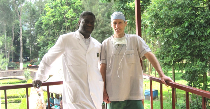 Joseph Smith Jr., MD, right, and Denis Mukwege, MD, PhD, Nobel Peace Prize winner, at Panzi Hospital in Democratic Republic of Congo.