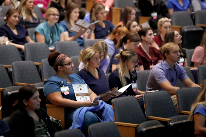 Newly licensed RNs attended a recent orientation for VUMC’s Nurse Residency Program. (photo by Donn Jones)