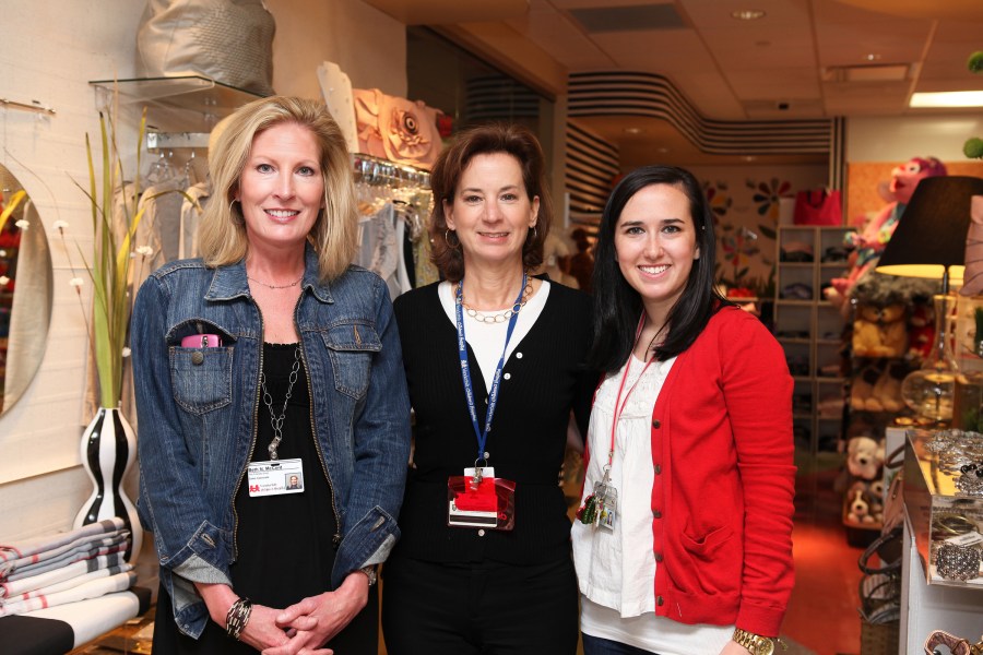 Binkley’s team at the Friends Shop includes, from left, Beth McCord, Sally Smith and Maggie Hunt. (photo by Susan Urmy)