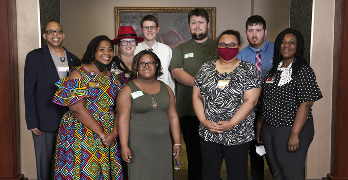 This year’s Project SEARCH graduates include, from left, Marley Washington, Alexis Alintah, Christel Womack, Kabrien Watts, Tristan Rose, Shane Smith, Charlize Houston, Sayer Freedman and Loretha Brown.