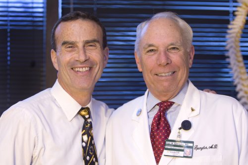 Herbert Schwartz, M.D., left, is succeeding Dan Spengler, M.D., as chair of Orthopaedics and Rehabilitation. (photo by Susan Urmy)