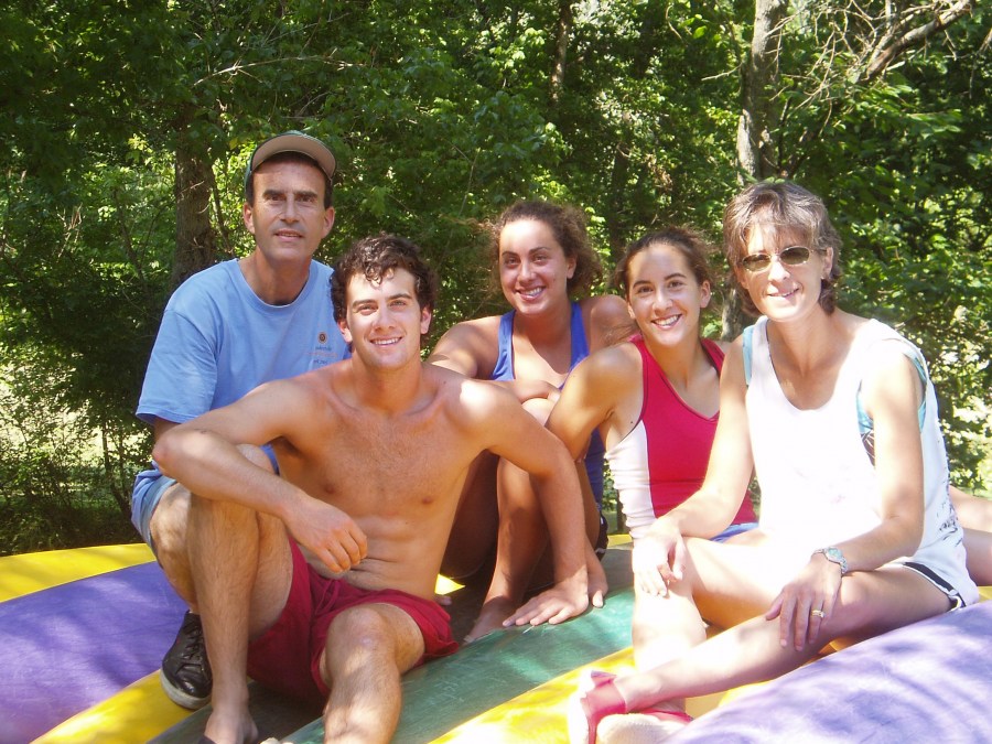 The Schwartz family, from left, Herb, Scott, Jessica, Dana and Susan, during a canoeing trip on the Harpeth River.