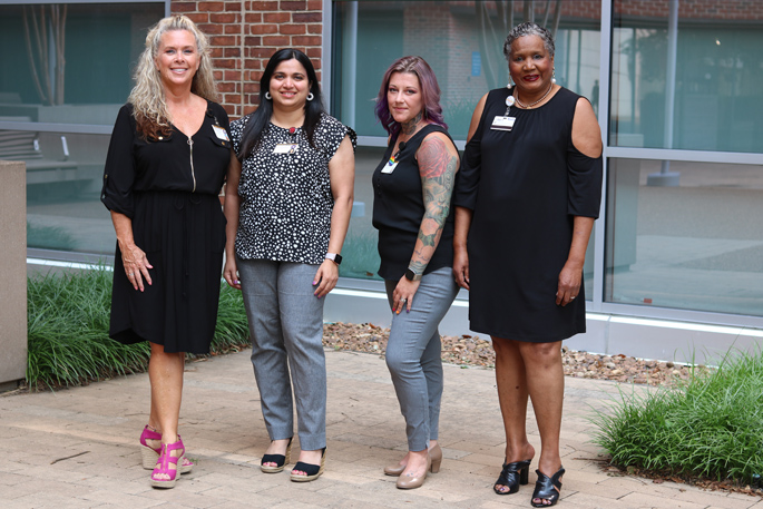 The newly elected officers of the Medical Center Staff Advisory Council are (from left) Christi Gray, president; Deepthi Pemmaraju, vice president; Tabbi McKinney, secretary; and Tangela Lauderdale, treasurer.