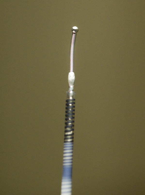 A close-up view of the Essure sterilization device. (Photo by Joe Howell)