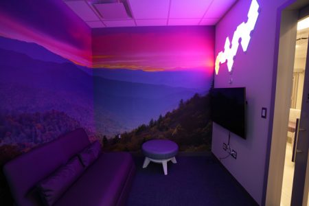 The mediation area is located off the main teen cancer lounge. 