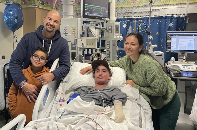 Patient Mathias Uribe with his parents, Mathias Uribe and Catalina Gutierrez, and his younger brother, Nicholas.