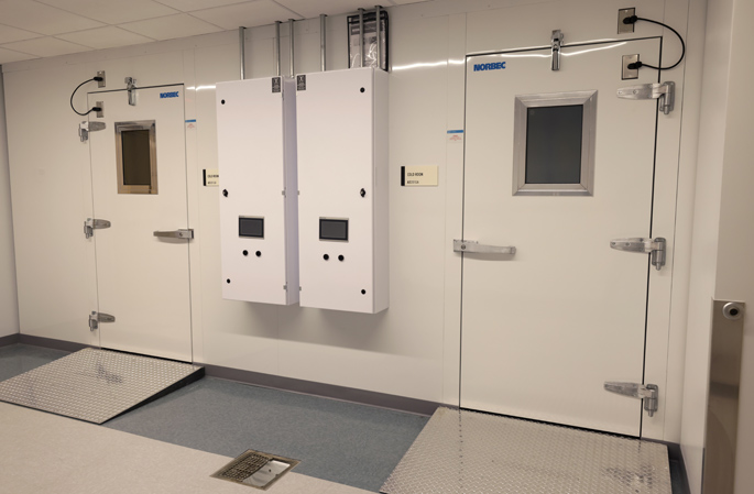 The renovated space houses facilities like these cold rooms for wet-lab experiments along with space for dry-lab computational analyses, faculty offices and VI4 administrative support. (photo by Donn Jones)