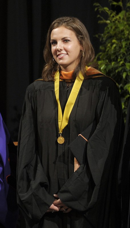 Morgan Stone smiles after receiving this year’s School of Nursing Founder’s Medal. (photo by John Russell) 