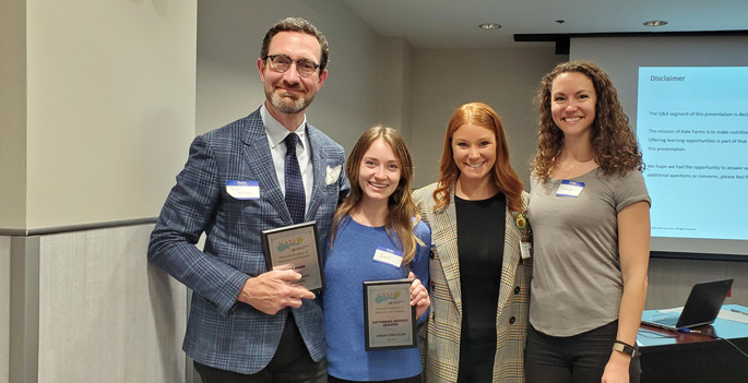 From left, Brandon Williams, MD, and Sarah Ferguson, MPH, with current intern, Abbie Stasior, and program alumna Heather Bumbalough.