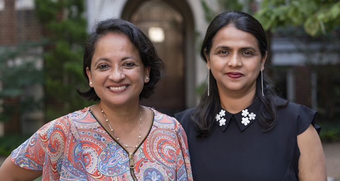 Pampee Young, MD, PhD, left, Sarika Saraswati, PhD, and colleagues are studying the different ways fibroblasts function following tissue injury.