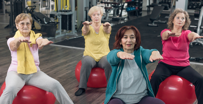 senior women exercising