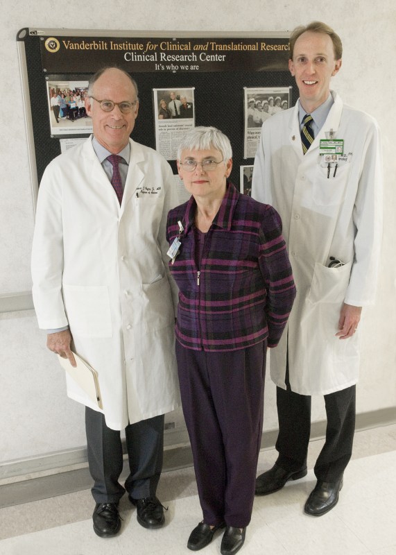 Investigators involved in the study include, from left, Robert Coffey, M.D., Christa Hedstrom, Ed.D., R.N., and William Fiske, M.D., MPH. (photo by Mary Donaldson)