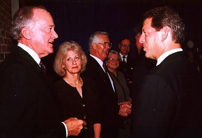 Chancellor Joe B. Wyatt and his wife Faye visit with Vice President Gore.