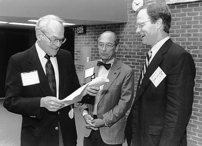 Drs. George W. Holcomb Jr. (left), James O. Finney Jr. and Jack B. McCallie at the recent VUSM Reunion 1996