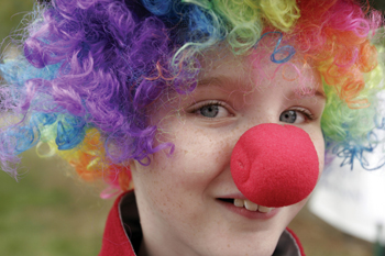 Nicholas Pottinger, 9, a patient at Children’s Hospital, tried on his clown face at We Care for Kids Day.
photo by Kats Barry