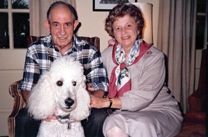 Sell with her late husband, C. Gordon Sell, M.D., formerly chief of pediatric cardiology at Vanderbilt, and Pierre, one of her beloved poodles.