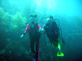 Always the adventurer, Conway-Welch and her husband, Ted, enjoy scuba diving in the Caribbean.