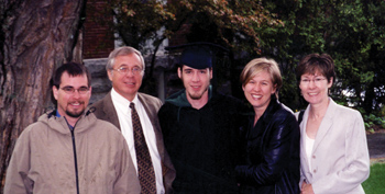 The Cherrington family in 2003: From left, Brian, Alan, Kevin, Andrea and Deborah at Kevin’s college graduation.