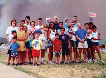 Family is an important part of Hal and Linda Moses' life. Here the entire Moses clan and extended family pose for a vacation photo in southern Utah near Zion National Park. The smoke behind them is from a nearby wildfire.
photo courtesy of the Moses family
