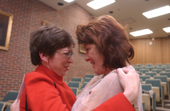 Marilyn Dubree, left, and VUSN’s Carol Etherington, M.S.N., were all smiles at the announcement.
Photo by Susan Urmy