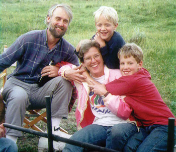 The Chescheir family enjoys travelling together. Here, on a past vacation, are Nancy, husband Chip and sons Stuart, now 18, and Alex, now 21.