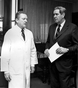 Benjamin Byrd Jr., right, with the late Randolph Batson, M.D., former vice chancellor for Medical Affairs, in the 1970s.