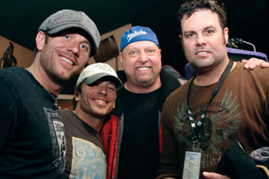 From left, Blue County members Aaron Benward and Scott Reeves with Eddie Montgomery and Troy Gentry. (photo by Randi Radcliff)