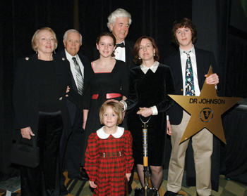 Joyce Johnson, M.D., second from right, received this year’s Shovel Award during the event. With her were, from left, her parents, Joyce and Okey Johnson Jr., daughter Anna, husband Fred Kirchner, M.D., son Matt and, in front, daughter Margaret.
Photo by Anne Rayner
